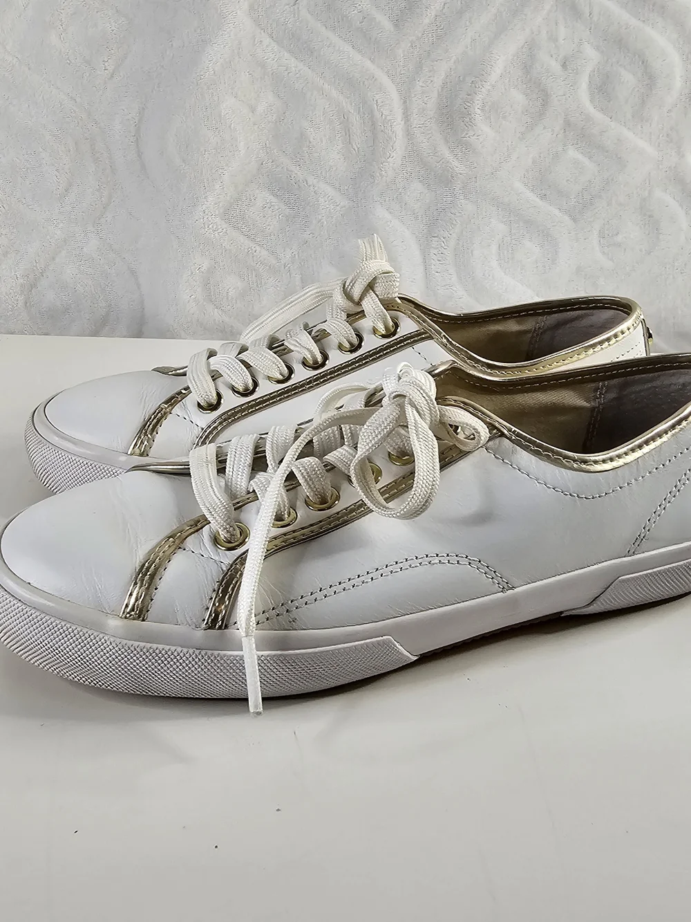 Michael Kors White Sneakers with Gold Accents